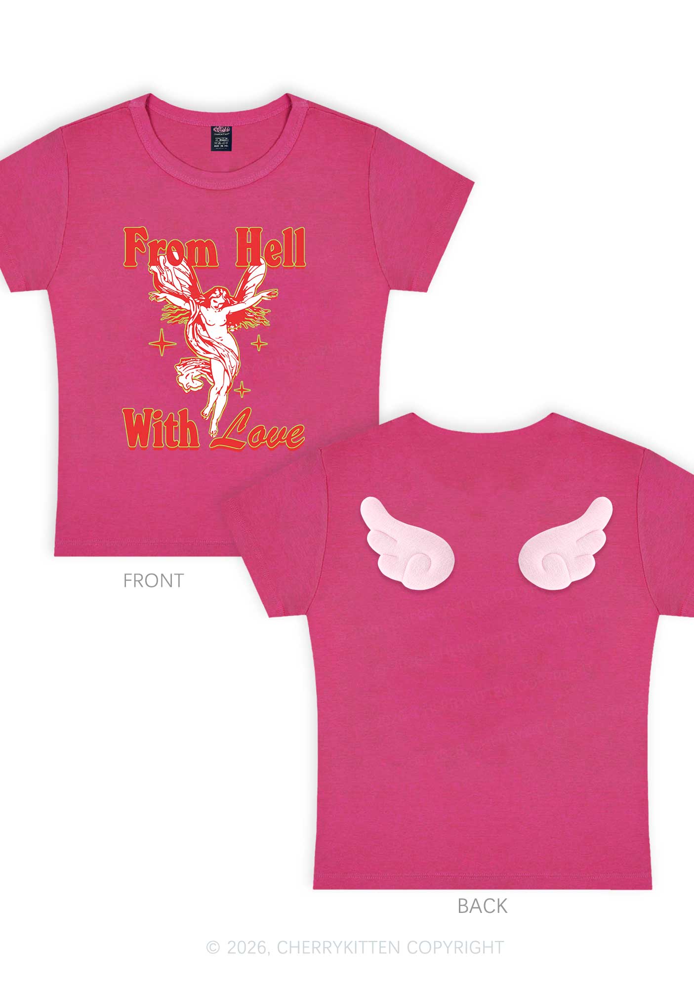 From Hell With Love Y2K Goth Angel Wings Baby Tee Cherrykitten
