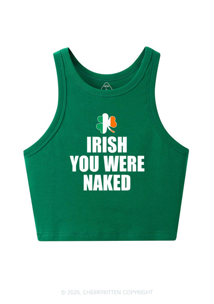 Irish You Were Naked St Patricks Y2K Crop Tank Top Cherrykitten