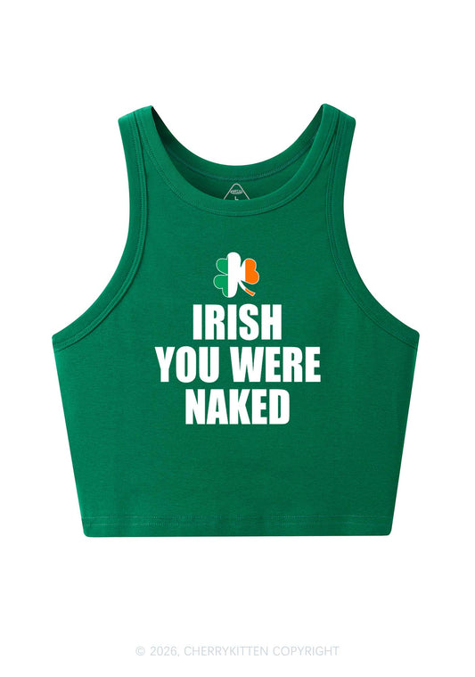 Irish You Were Naked St Patricks Y2K Crop Tank Top Cherrykitten