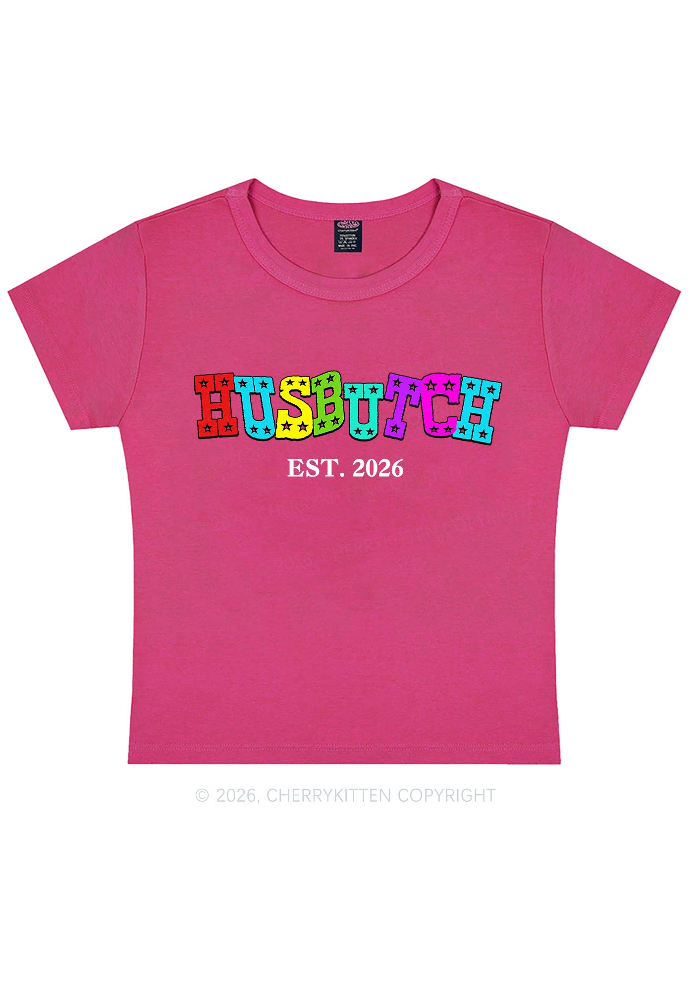 Custom Year Rainbow Husbutch Pride Y2K Baby Tee Cherrykitten