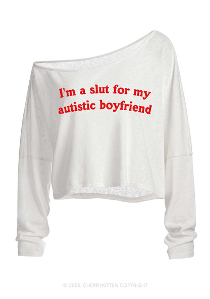 Slxt For My Autistic BF Y2K Off Shoulder Long Sleeve Crop Top Cherrykitten
