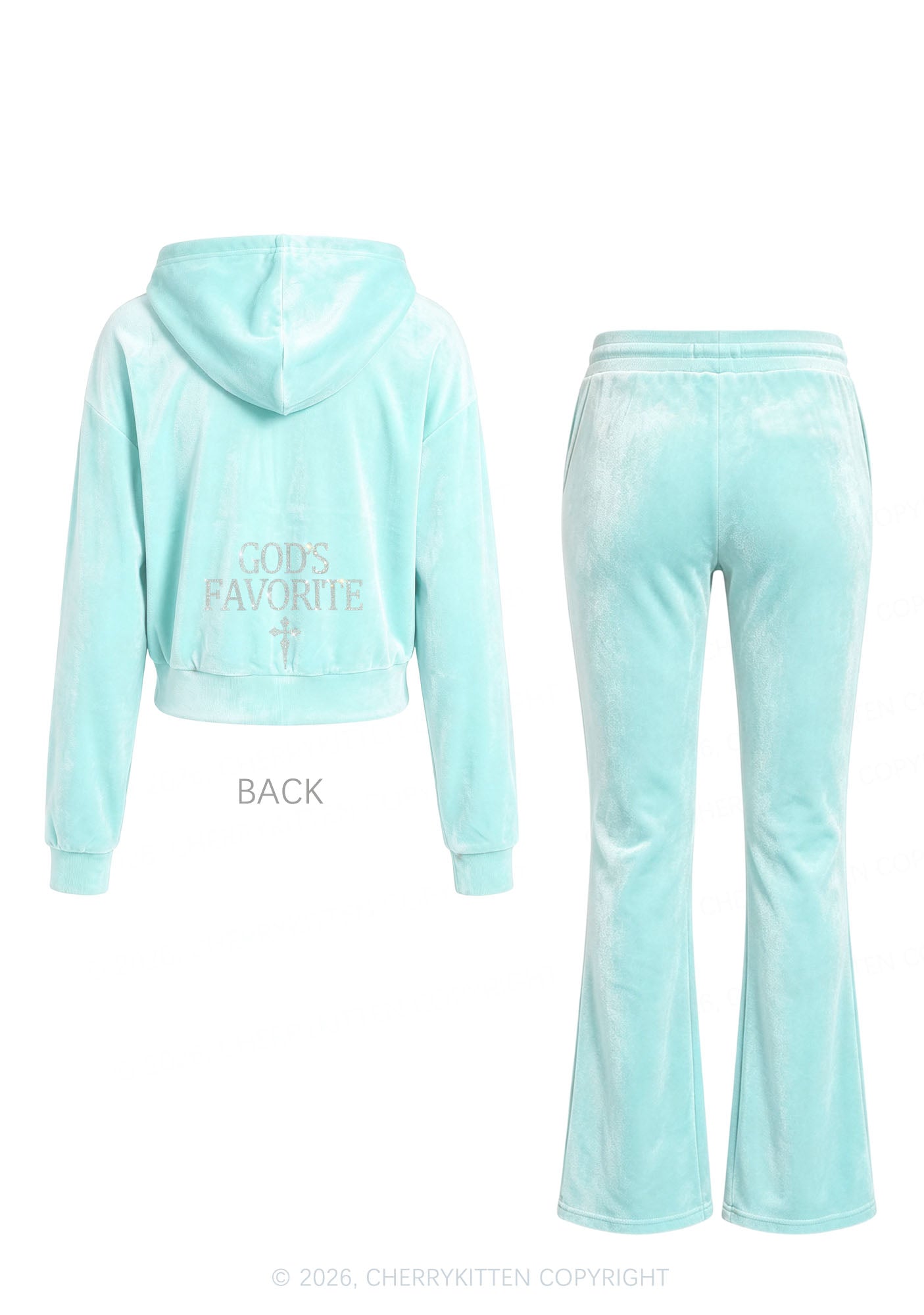 Rhinestone Gods Favorite Y2K Velvet Tracksuit Set Cherrykitten