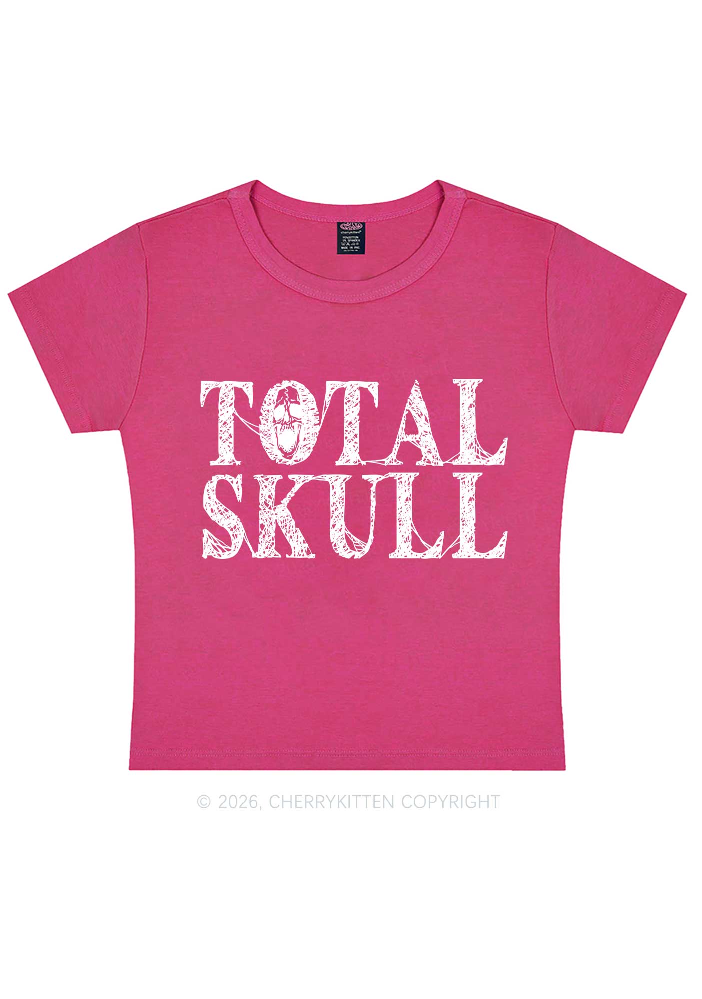 Halloween Total Skull Y2K Baby Tee Cherrykitten