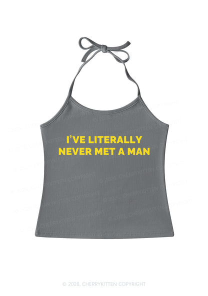 Never Met A Man Pride Y2K Halter Neck Cami Cherrykitten