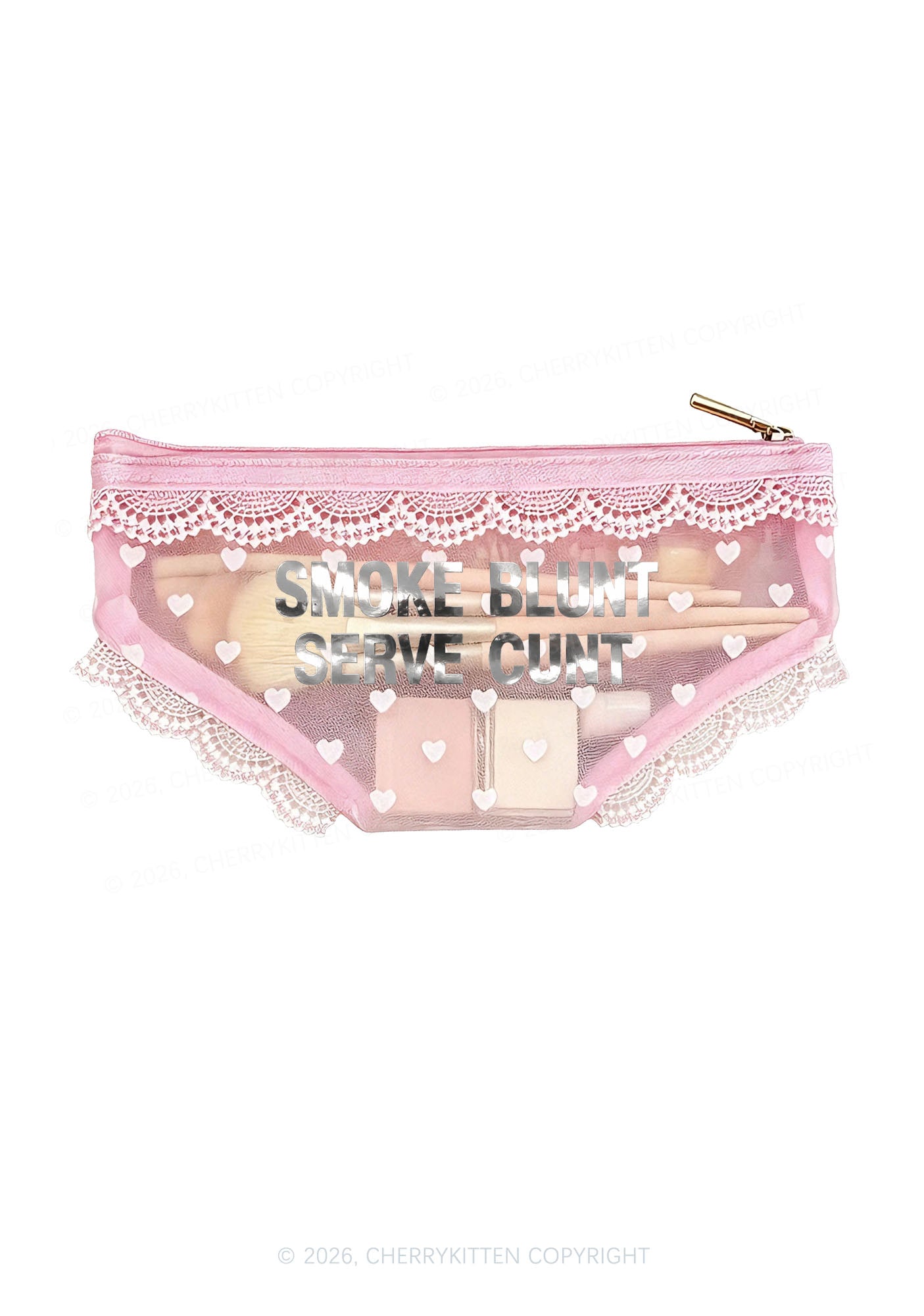 Smoke Blunt Silver Foil Printed Y2K Briefs Shape Cosmetic Pouch Cherrykitten