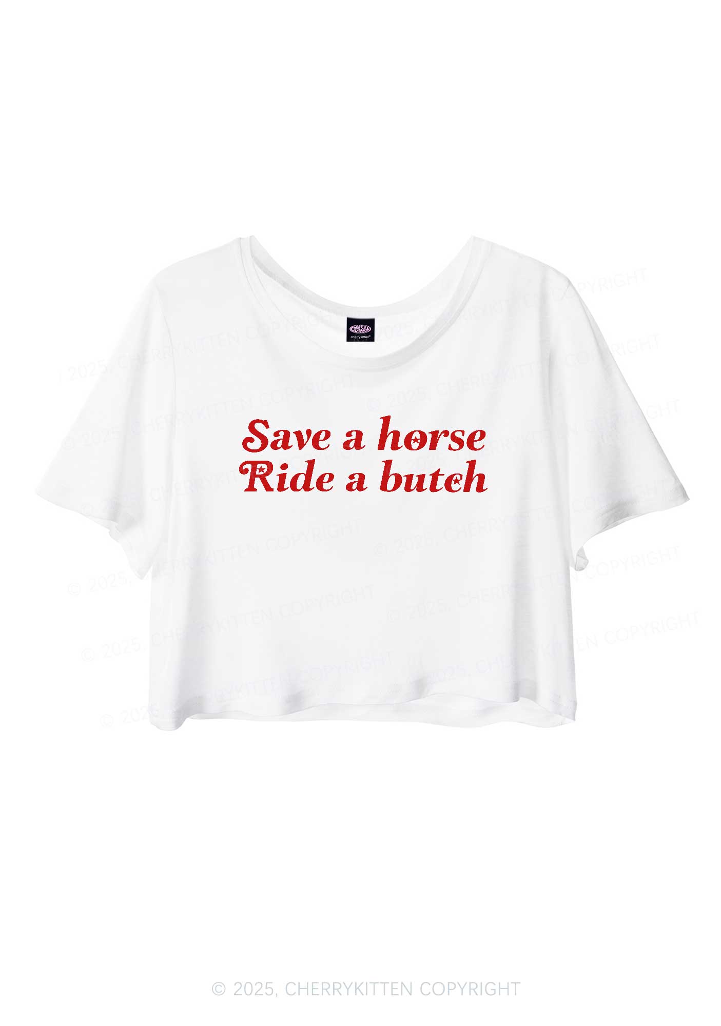Save Horse Ride Butch Pride Y2K Sheer Crop Tee Cherrykitten