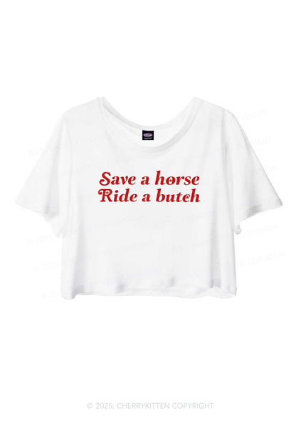 Save Horse Ride Butch Pride Y2K Sheer Crop Tee Cherrykitten