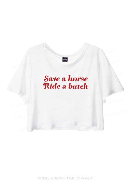 Save Horse Ride Butch Pride Y2K Sheer Crop Tee Cherrykitten
