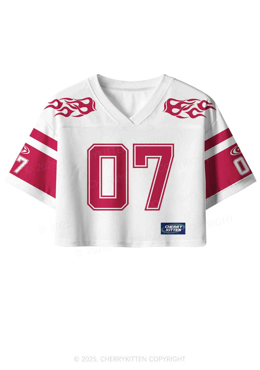 Custom Red Flame Y2K Crop Sport Jersey Shirts Cherrykitten