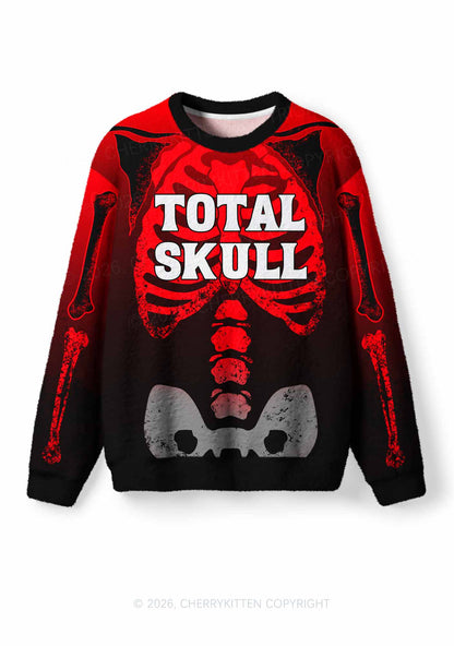 Halloween Total Skull Y2K Knit Sweatshirt Cherrykitten