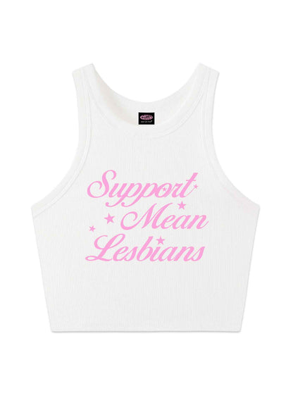 Support Mean Leabians Pride Y2K Crop Tank Top Cherrykitten