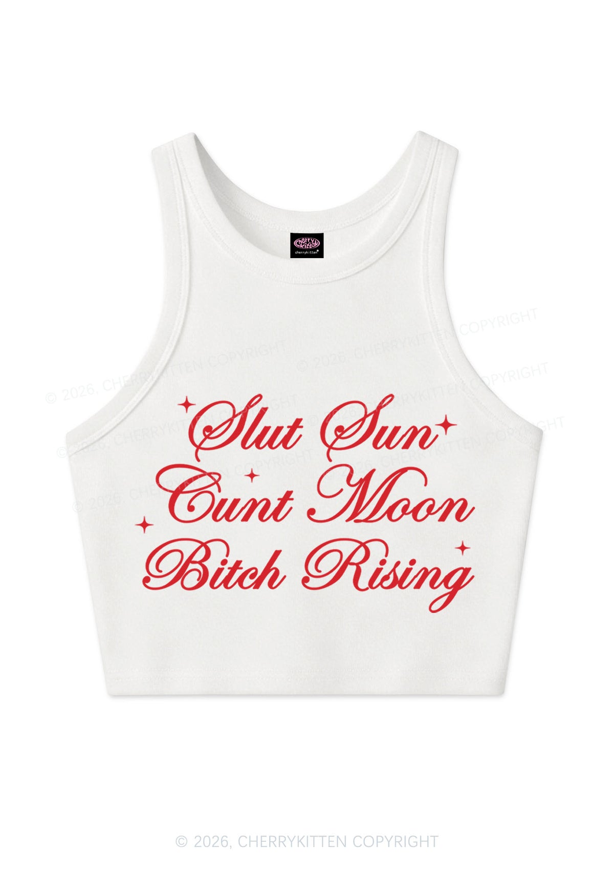 Slxt Sun Cxxt Moon Bxtch Rising Y2K Crop Tank Top Cherrykitten