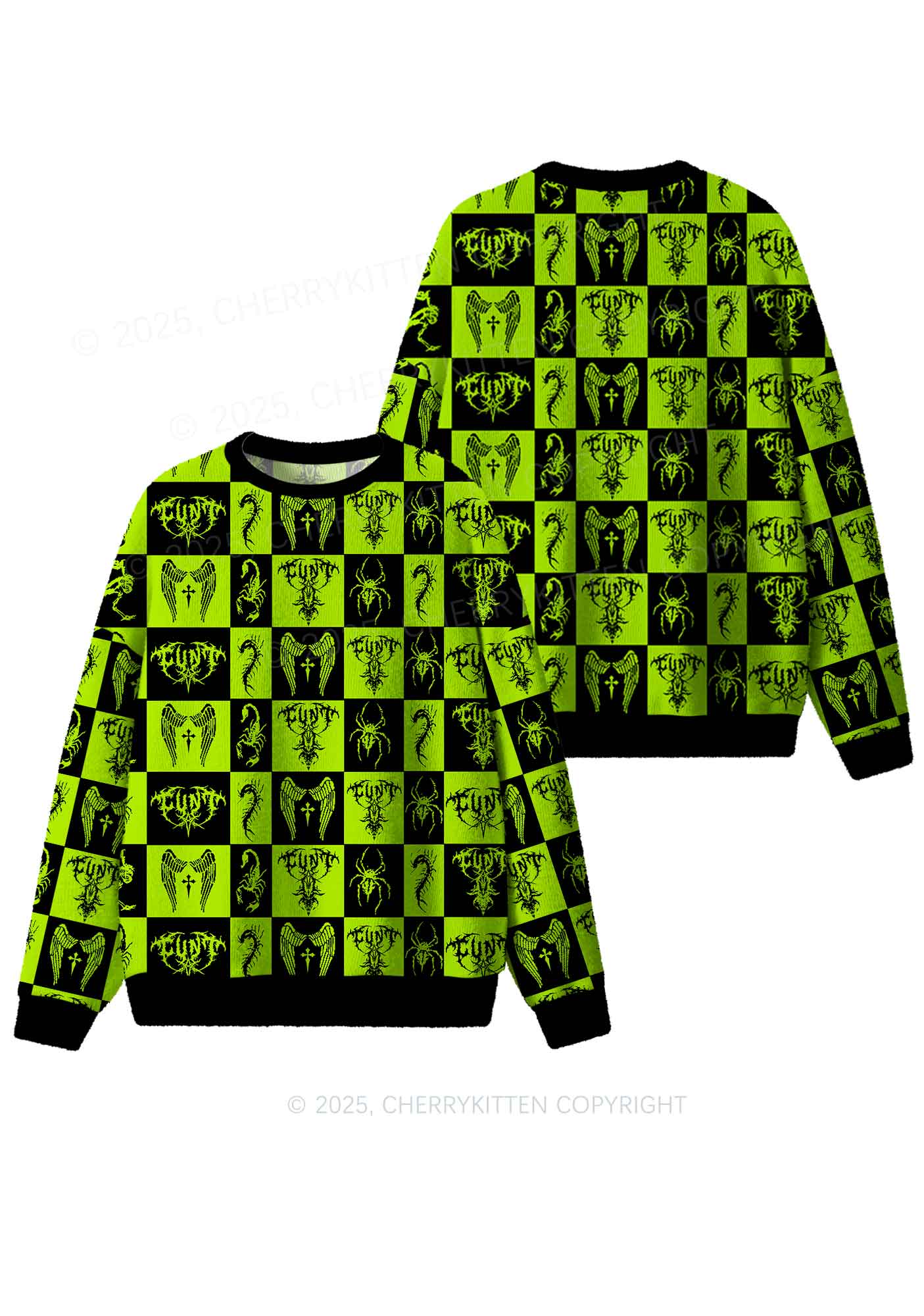 Dark Cxxt Y2K Christmas Knit Sweatshirt Cherrykitten