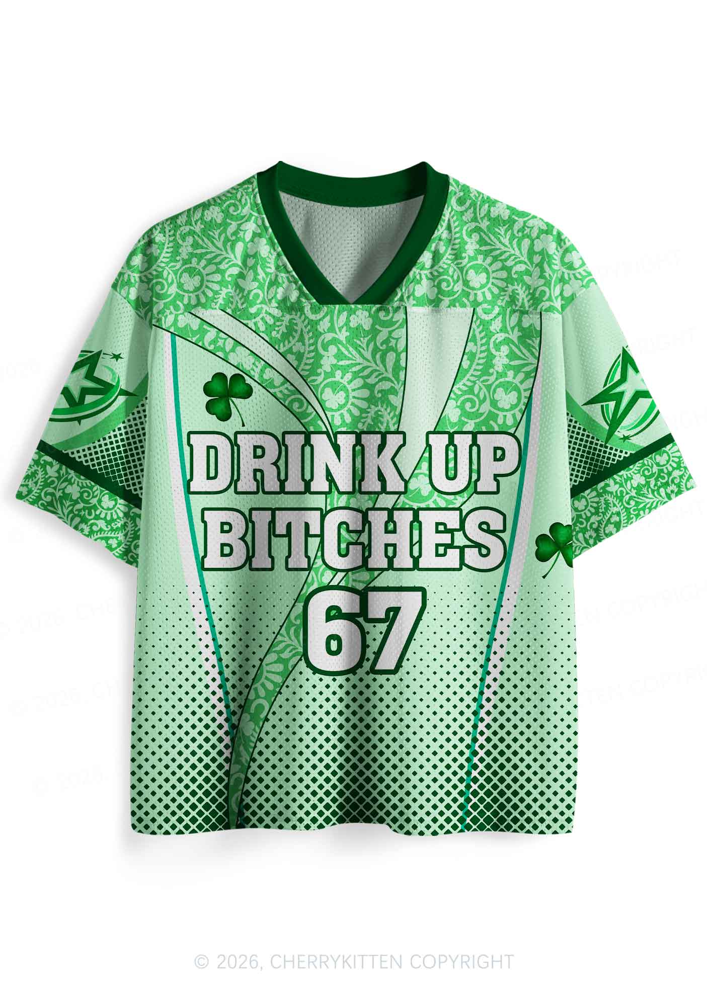 Custom Drink Up Bxxches St Patricks Y2K Sport Jersey Shirts Cherrykitten