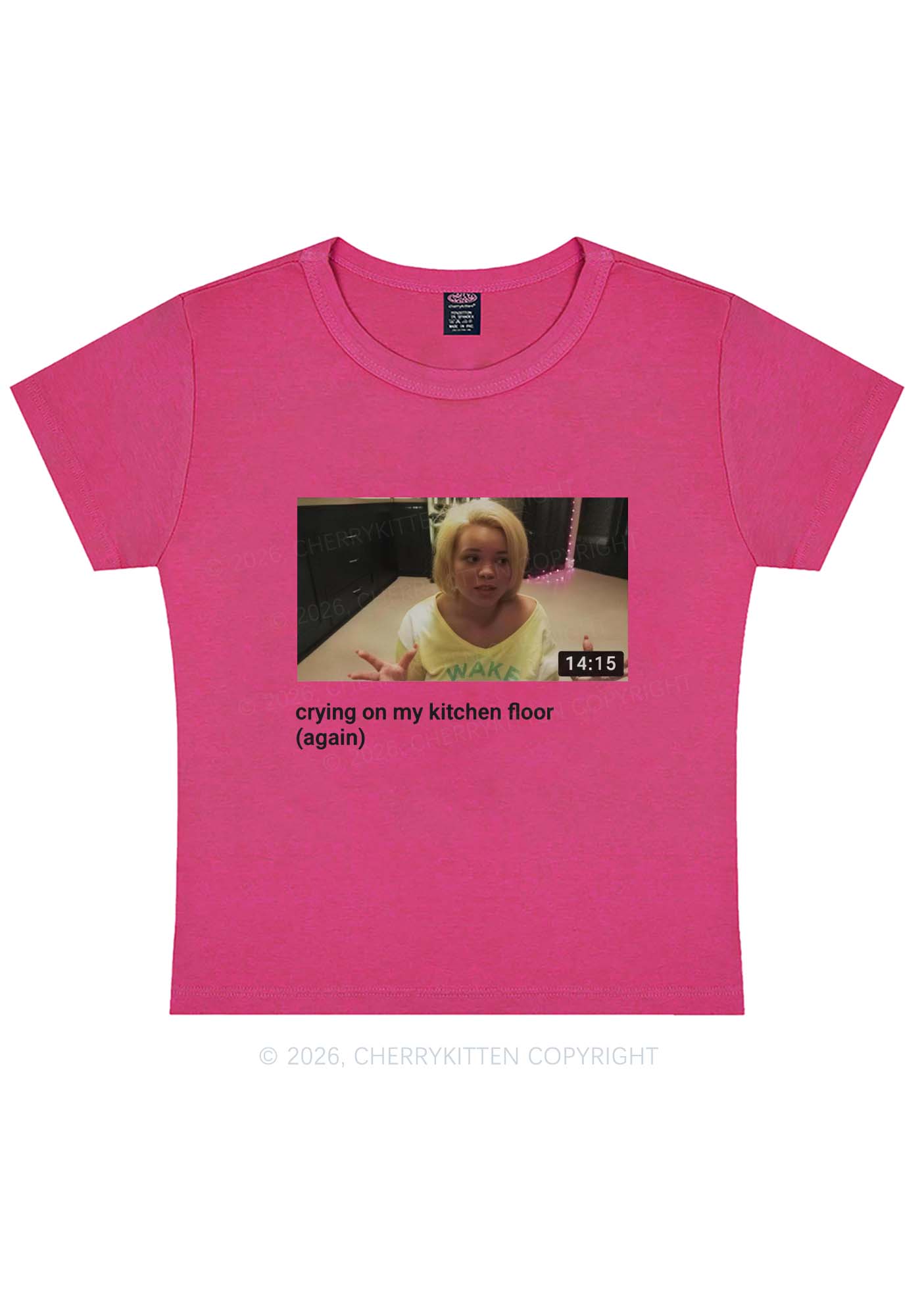 Crying On Kitchen Floor Y2K Baby Tee Cherrykitten