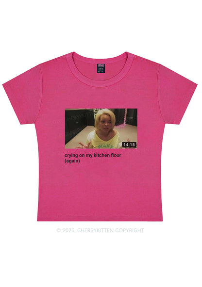 Crying On Kitchen Floor Y2K Baby Tee Cherrykitten