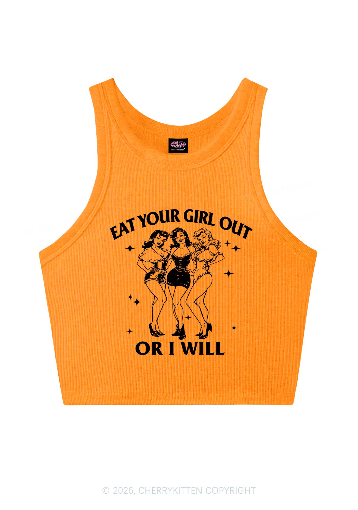 Eat Your Cowgirls Out Pride Y2K Crop Tank Top Cherrykitten