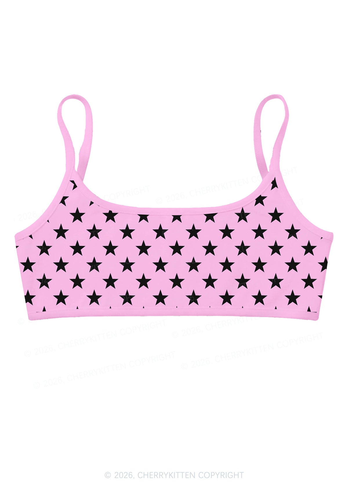Black Star On Pink Y2K Print Super Crop Cami Cherrykitten