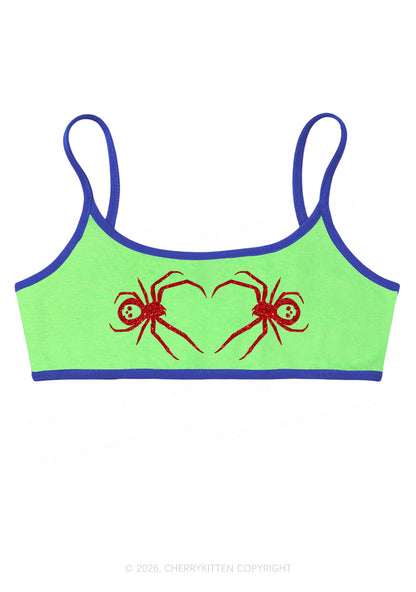 Glitter Skull Spider Y2K Super Crop Cami Cherrykitten