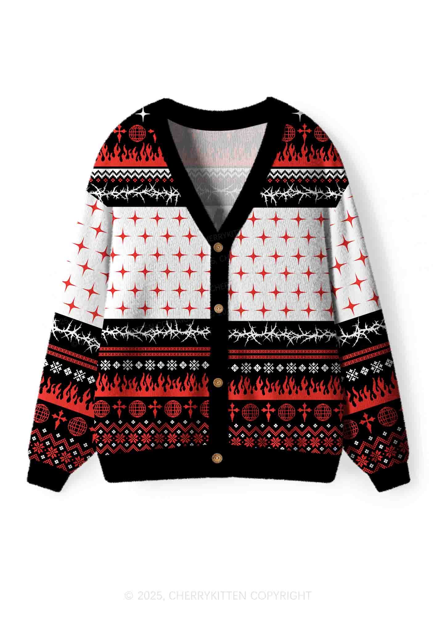 From Hell With Love Y2K Christmas Cardigan Knit Sweatshirt Cherrykitten