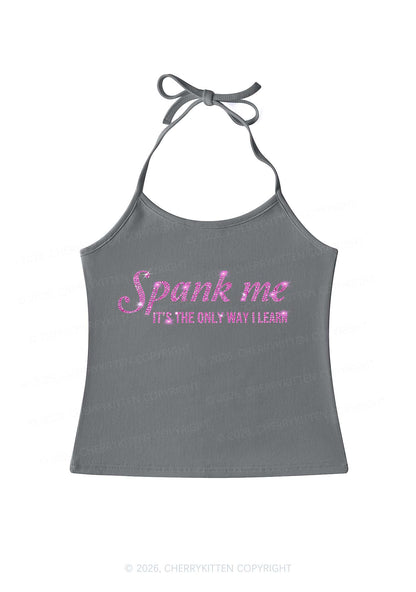 Rhinestone Spank Me Y2K Halter Neck Cami Cherrykitten