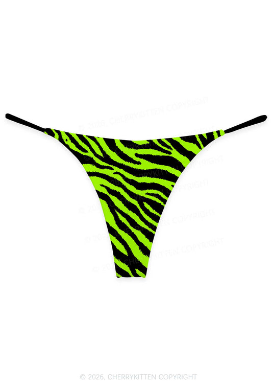 Green Zebra Y2K Print Bikini String Thong Cherrykitten