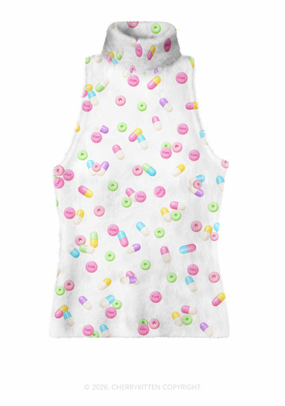 Cxxt Candy Capsule Y2K Knit Turtleneck Tank Top Cherrykitten