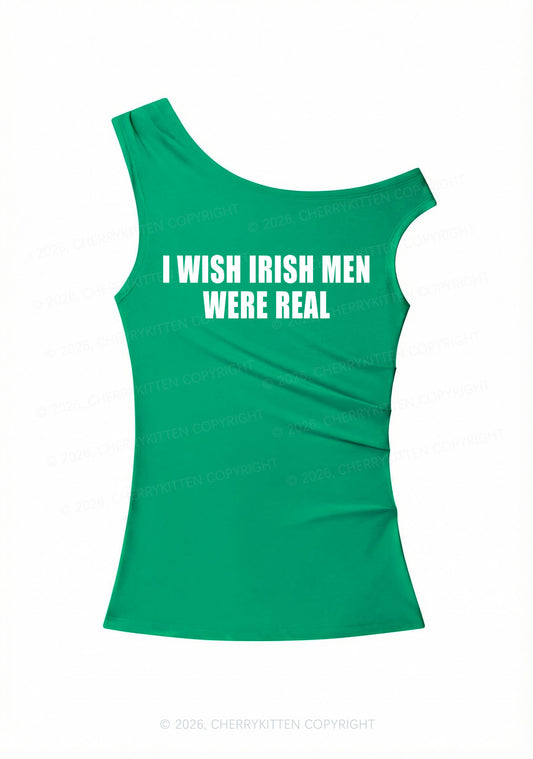 I Wish Irish Men Were Real St Patricks Y2K Off Shoulder Tank Top Cherrykitten