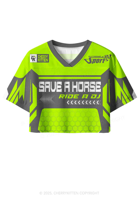 Custom Green Ride A DJ Y2K Crop Sport Jersey Shirts Cherrykitten