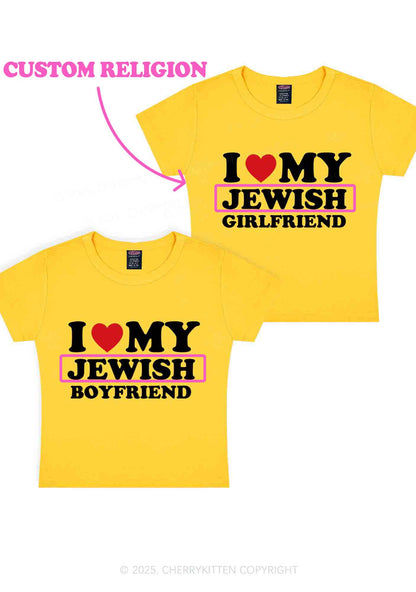 Custom I Love My Jewish GF BF Y2K Valentine's Day Baby Tee Cherrykitten