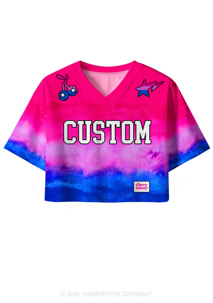 Custom Bisexual Flag Colors Pride Y2K Crop Sport Jersey Shirts Cherrykitten