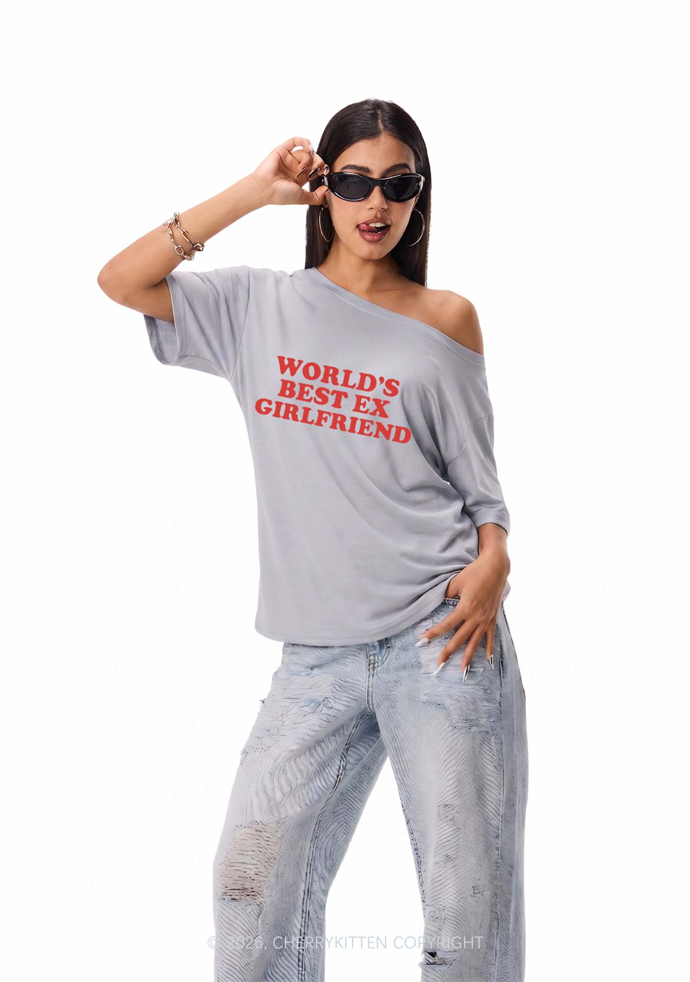 Best Ex Girlfriend Y2K Off Shoulder Tee Cherrykitten