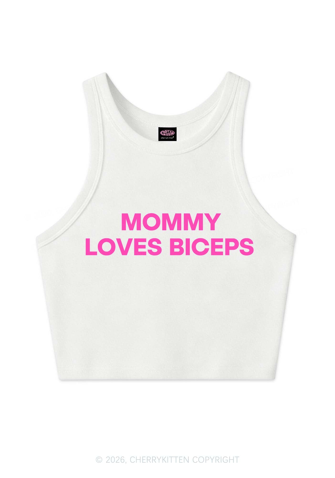 Mommy Loves Biceps Y2K Crop Tank Top Cherrykitten