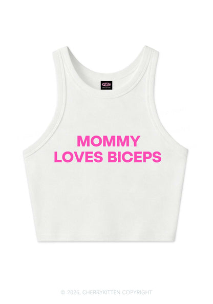 Mommy Loves Biceps Y2K Crop Tank Top Cherrykitten