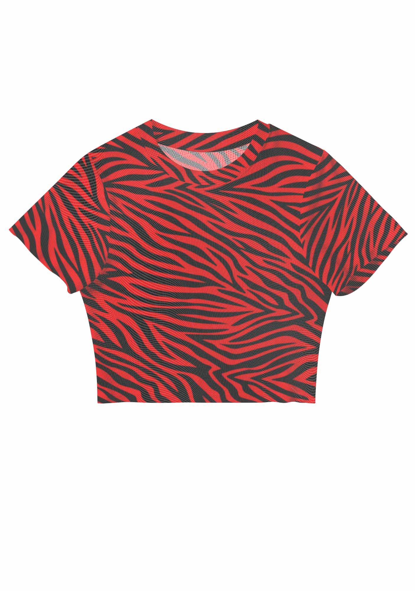 Halloween Red Zebra Stripe Y2K Mesh Crop Top Cherrykitten