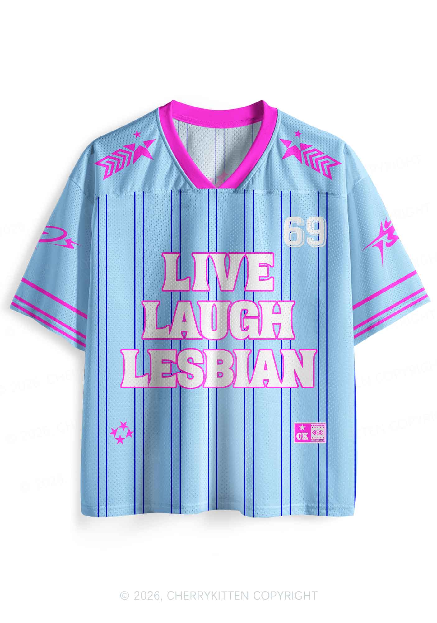 Blue Live Laugh Lesbian Pride Y2K Sport Jersey Shirts Cherrykitten