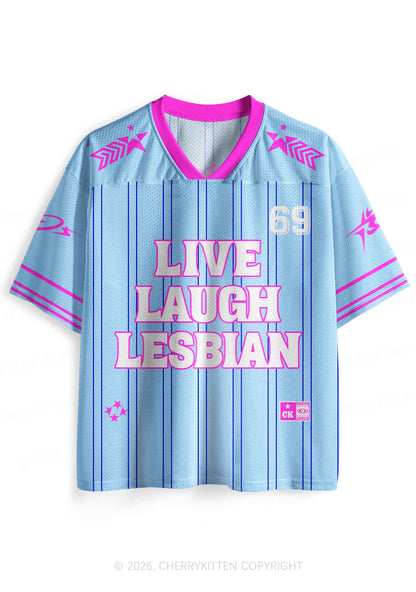 Blue Live Laugh Lesbian Pride Y2K Sport Jersey Shirts Cherrykitten