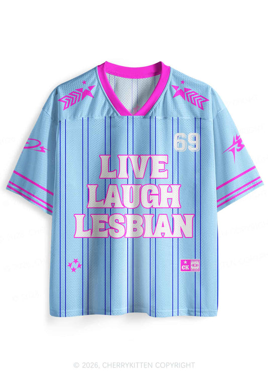 Blue Live Laugh Lesbian Pride Y2K Sport Jersey Shirts Cherrykitten