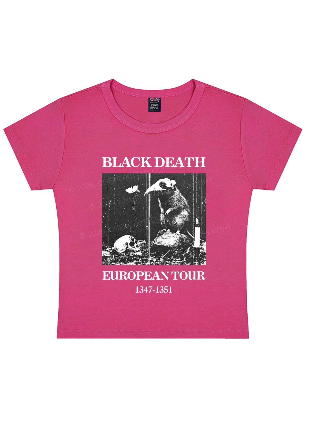 Halloween Skeleton Plague Doctor Rat Y2K Baby Tee Cherrykitten