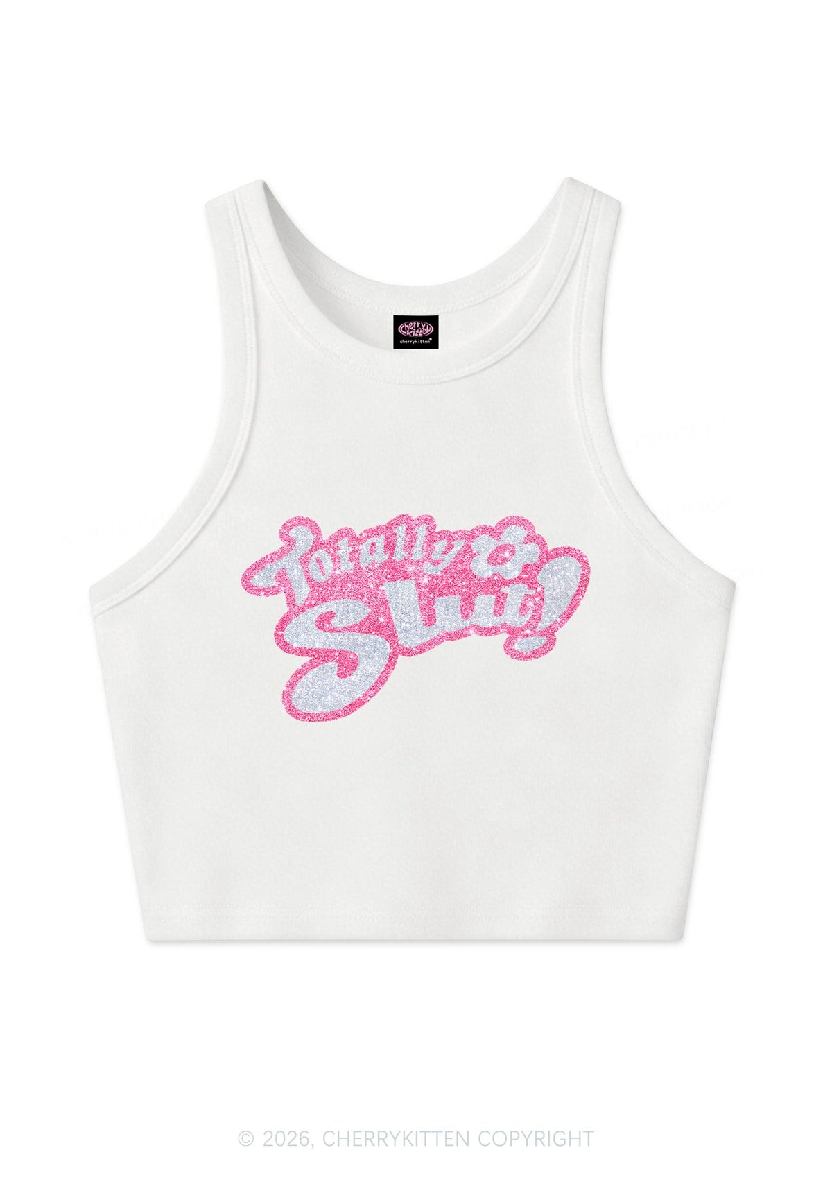 Glitter Totally Slxt Y2K Crop Tank Top Cherrykitten