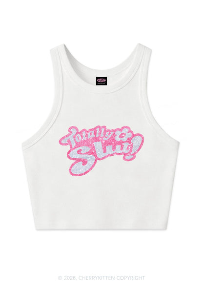 Glitter Totally Slxt Y2K Crop Tank Top Cherrykitten