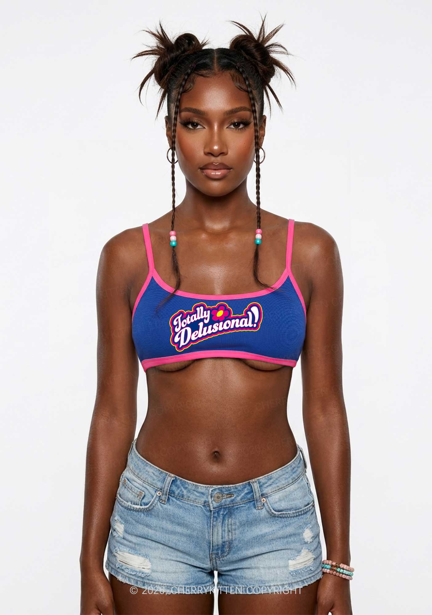 Totally Delusional Y2K Super Crop Cami Cherrykitten