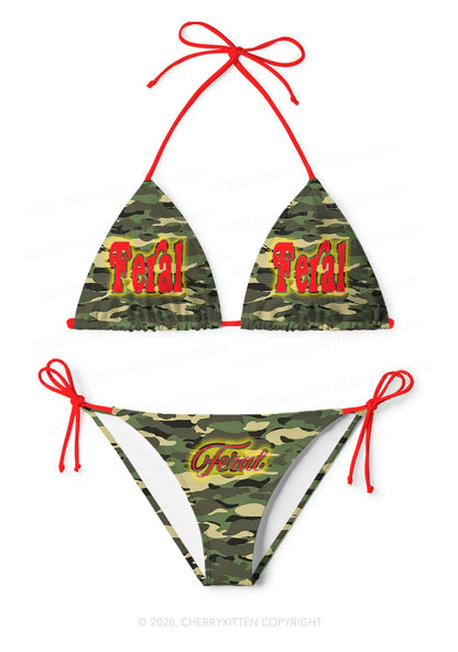 Feral Camo Y2K Print Bikini Set Cherrykitten