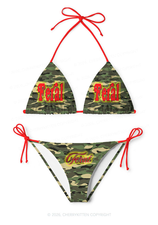 Feral Camo Y2K Print Bikini Set Cherrykitten