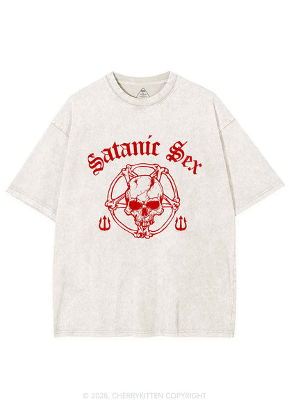 Halloween Satanic Sx Skull Y2K Shirts Washed Tee Cherrykitten