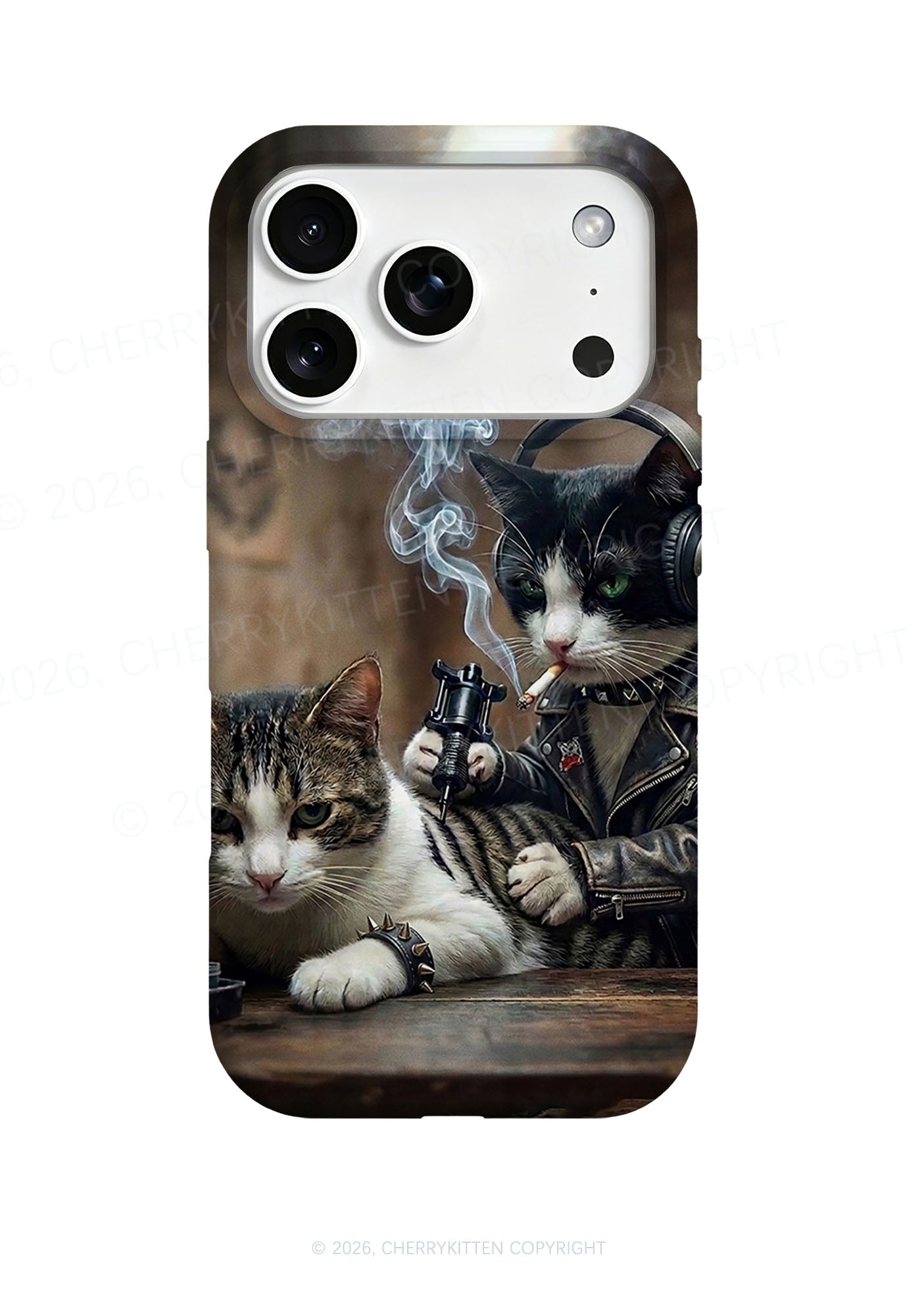 Smoking Cats Tattoo Scene Y2K Phone Case Cherrykitten