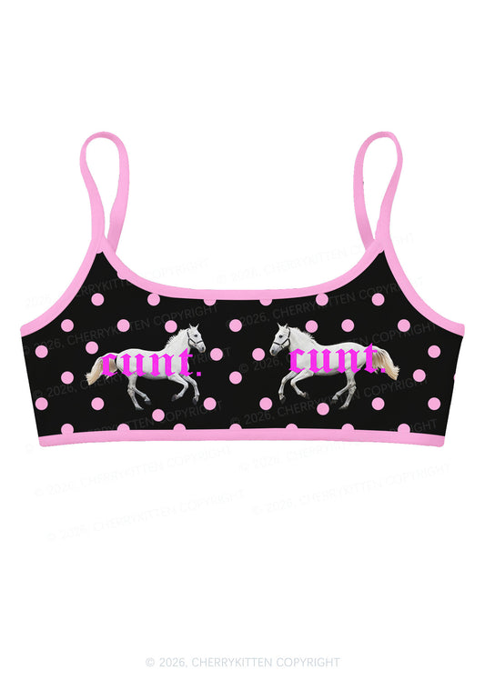 Pink Cxxt Horse Y2K Print Super Crop Cami Cherrykitten