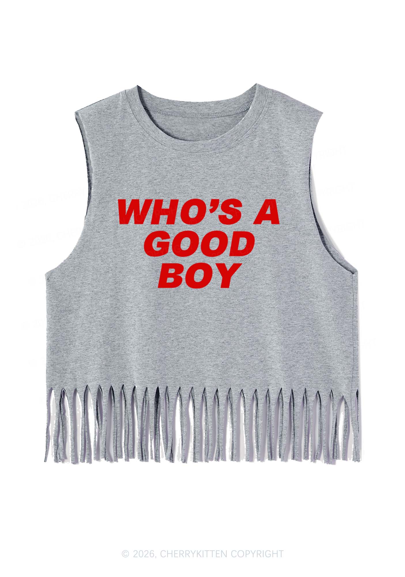 Whos A Good Boy Y2K Fringe Tank Top Cherrykitten