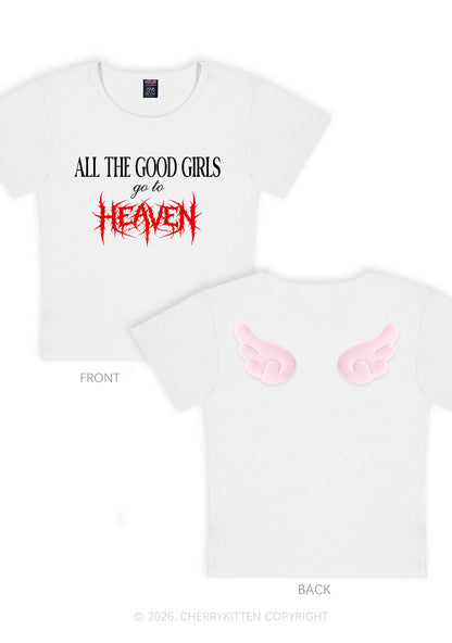 Good Girls Go To Heaven Y2K Goth Angel Wings Baby Tee Cherrykitten