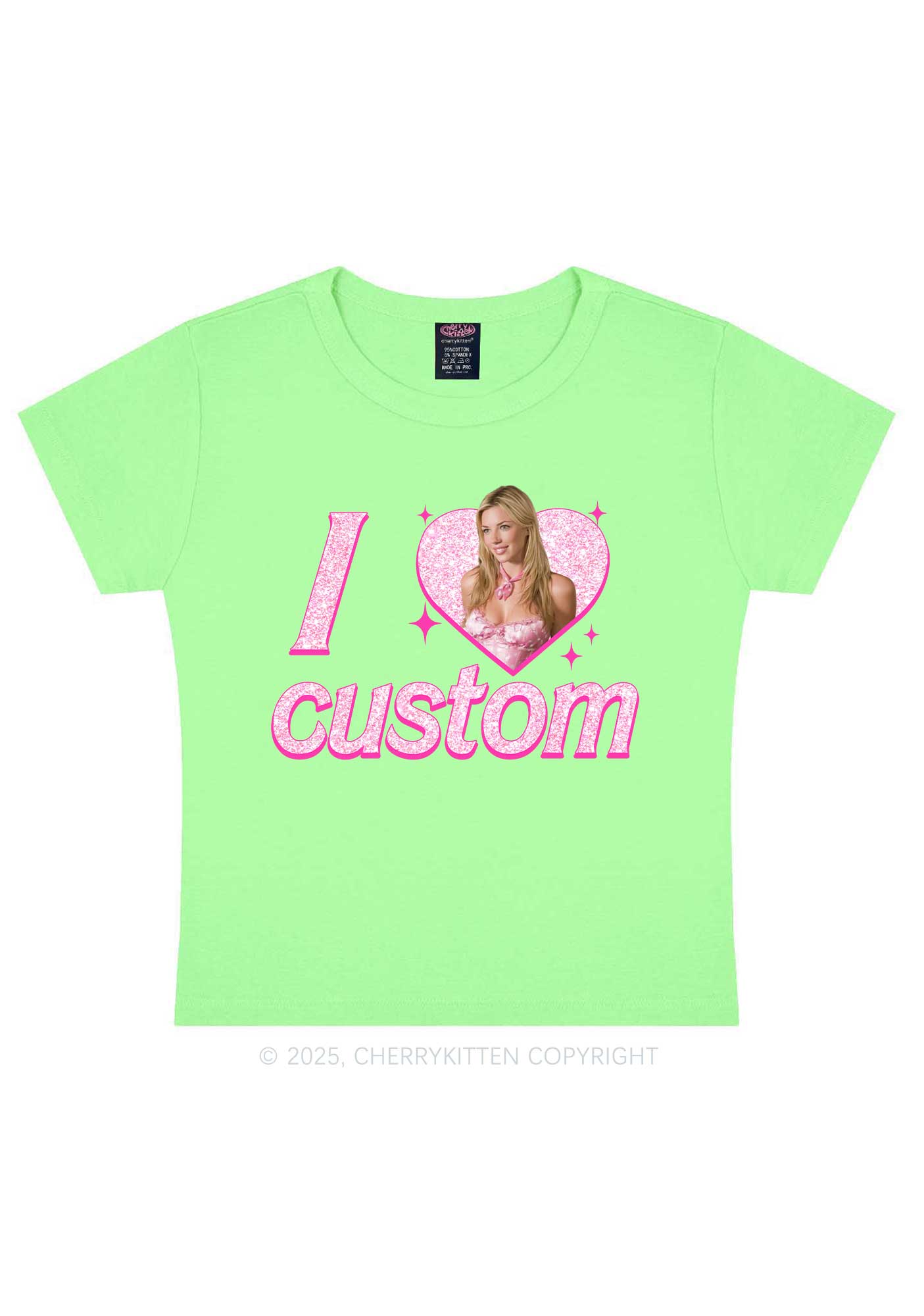 Custom I Love Photo Y2K Baby Tee Cherrykitten